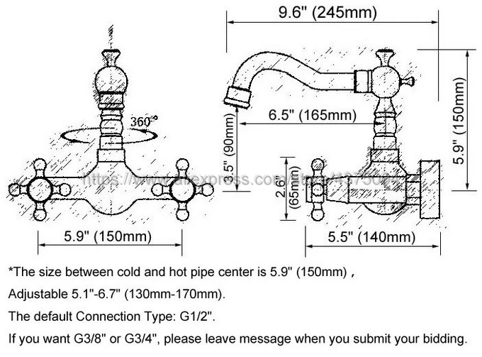 Латунный Смеситель для раковины с черным масляным наматыванием и поворотным