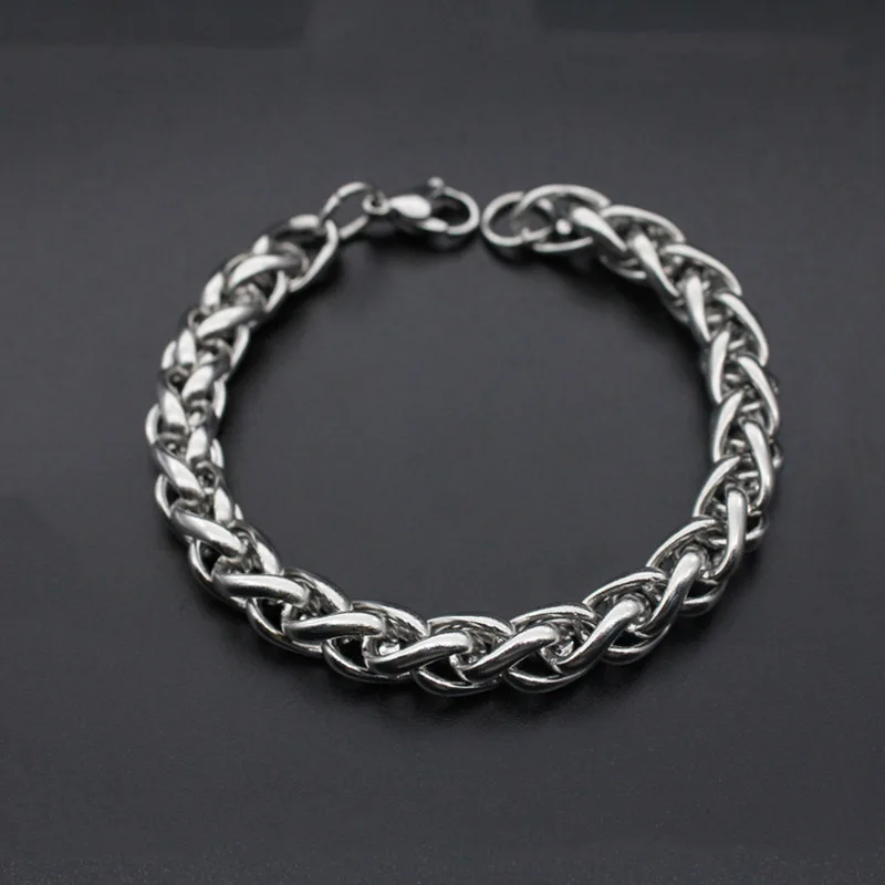 4 мм 6 8 pulseira masculina браслет из нержавеющей стали 316L S. Стальная цепочка на запястье