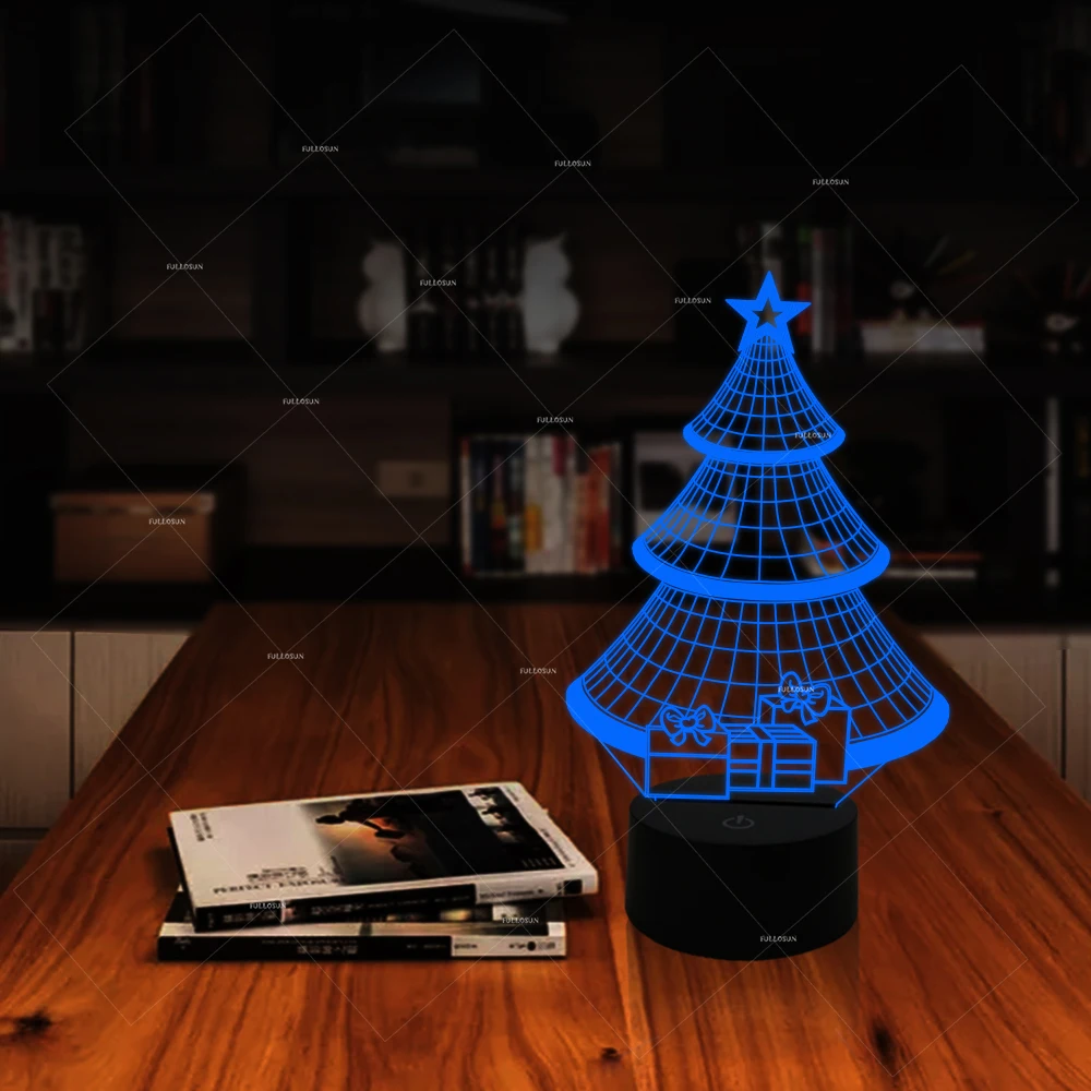 Меняющая цвет 3D Оптическая иллюзия Рождественская елка светодиодсветодиодный