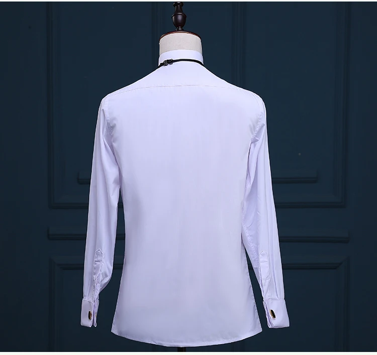 AIMENWANT S-5XL смокинг рубашки мужские Корея Slim Fit с бантиком Свадебные рубашка белая Бизнес французский манжетой платье-рубашка рубашки