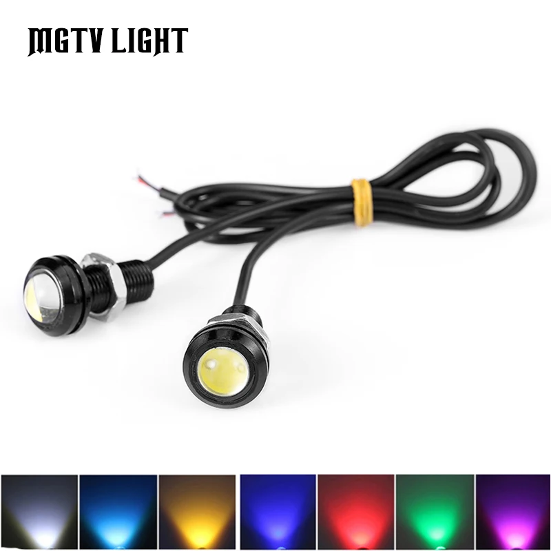 MGTV LIGHT 2 шт. 18 мм Автомобильный светодиодный фонарь с орлиным глазом DRL дневные ходовые огни световой сигнал поворота парковочный сигнал Лампа 7 цветов