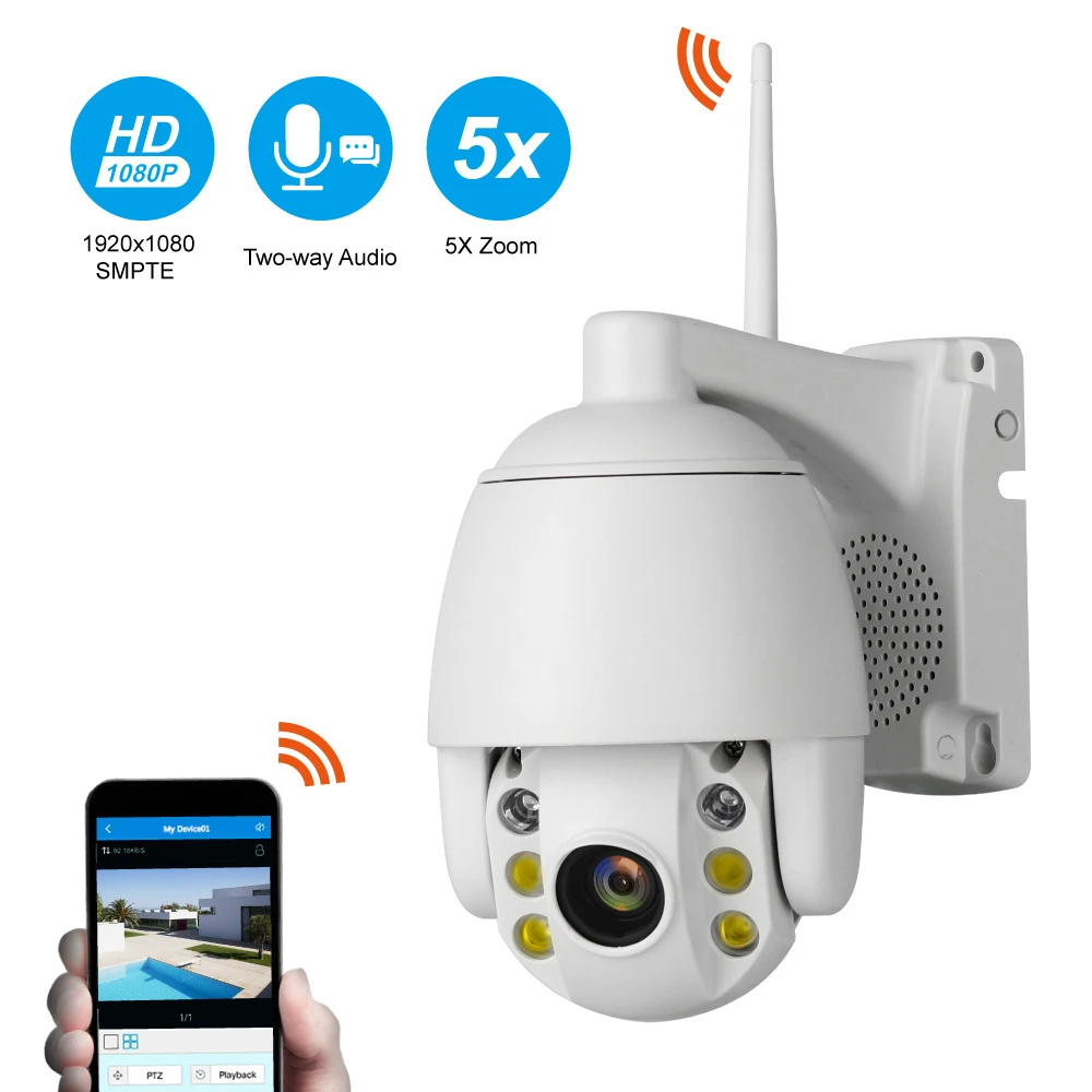 1080P IP камера WiFi наружная скоростная купольная 5X Zoom IR сетевая CCTV беспроводная