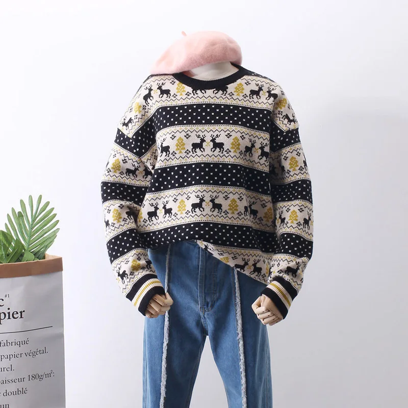 

Pullover 2018 Korea Winter Thickening Christmas Ancient Ways Easy Fawn Head Sweater Knitting Unlined Garment Woman Autumn And