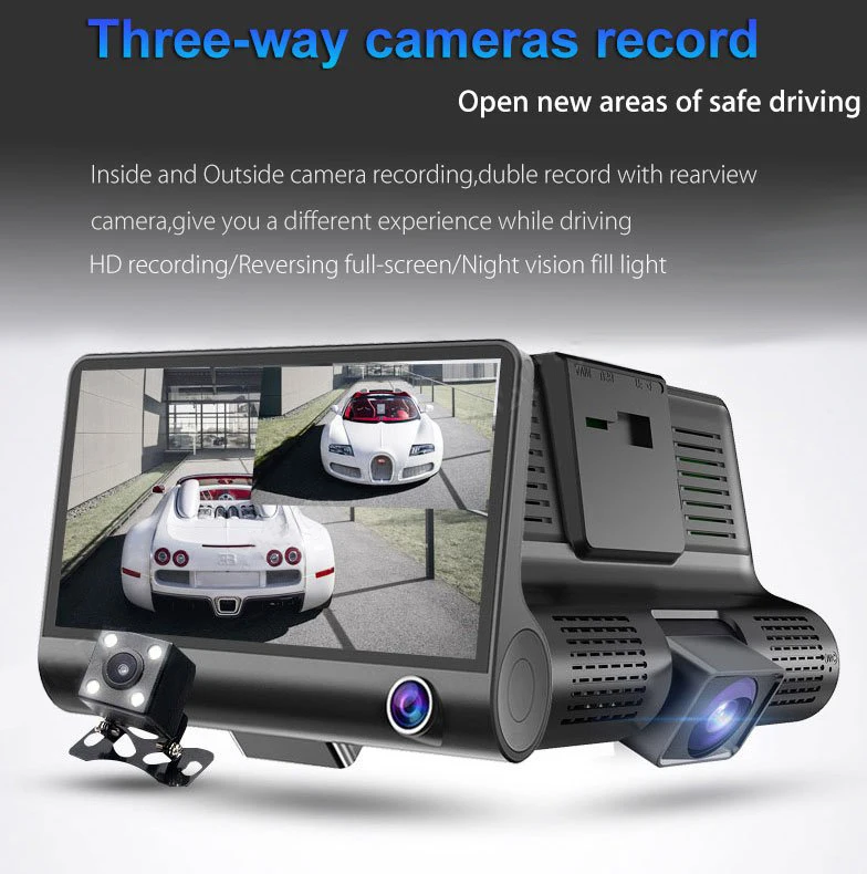 AKASO три камеры s DVR рекордер двойной объектив 4 ''HD 1080P Автомобильный