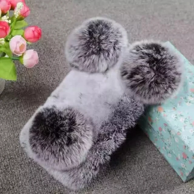 Одежда высшего качества Настоящий мех кролика панда с медвежьими ушками меховой