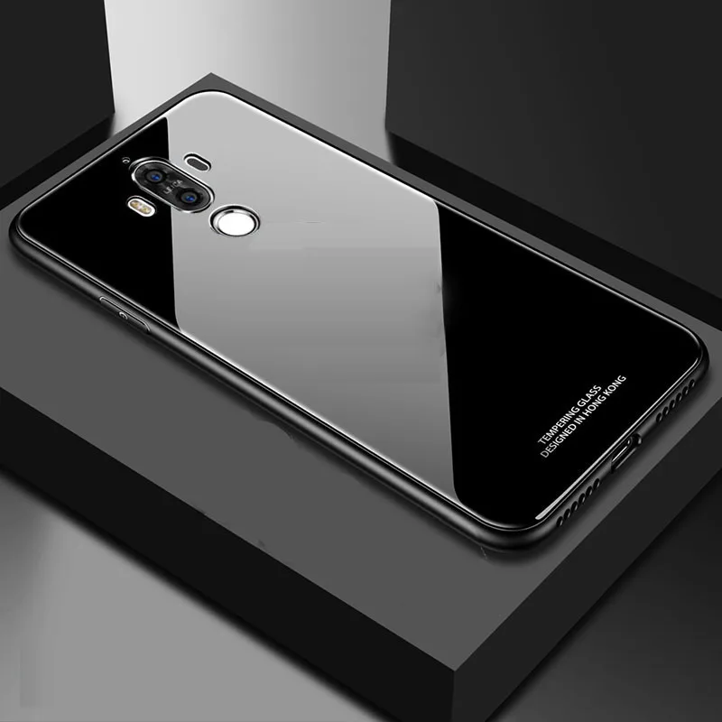 black Yuetuo роскошный стеклянный зеркальный чехол для huawei mate 10 lite pro nova 2i honor 9i maimang6 mate10 силиконовый чехол для задней панели телефона - Цвет: black