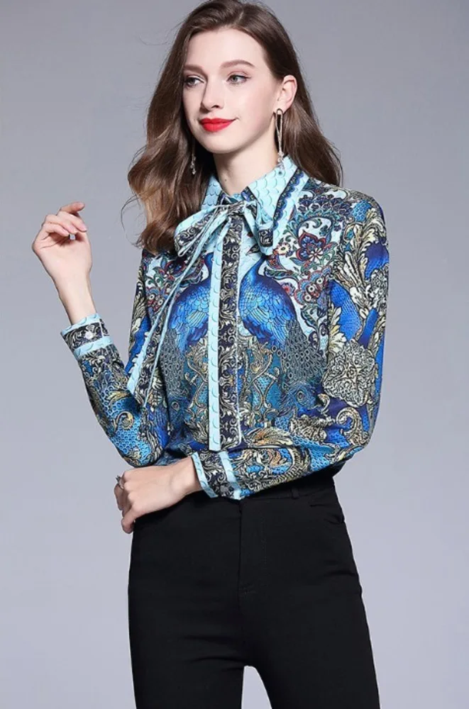 Женские модельные топы блузки с цветочным принтом шикарные рубашки длинным