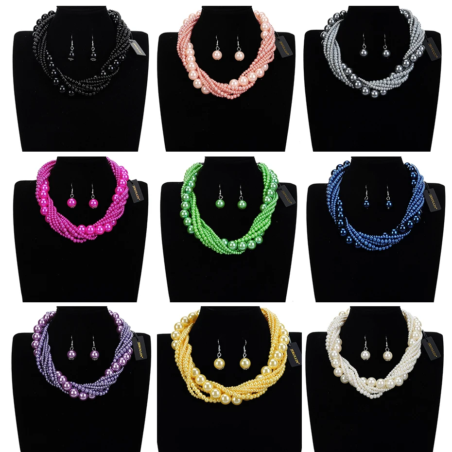 Ожерелье чокер с жемчужными бусинами из смолы 10 цветов|jewelry beaded necklaces|pearl pearlsjewelry