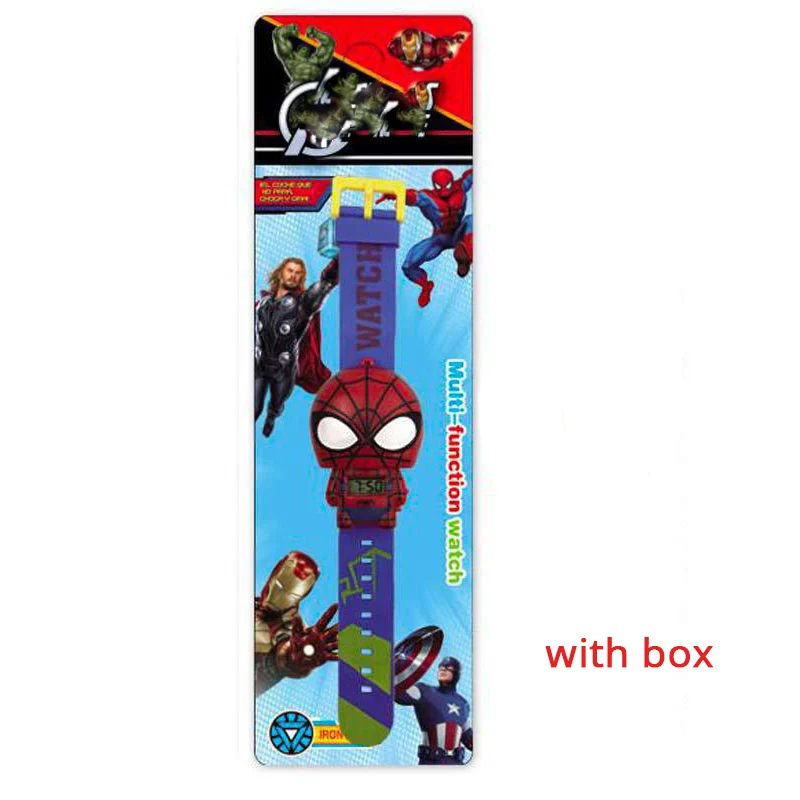 WITH BOX L Электронные Мультяшные детские часы с телескопической деформацией, Железный Человек-паук, детские наручные часы для студентов, мальчиков, девочек, детские наручные часы - Color: WITH BOX L