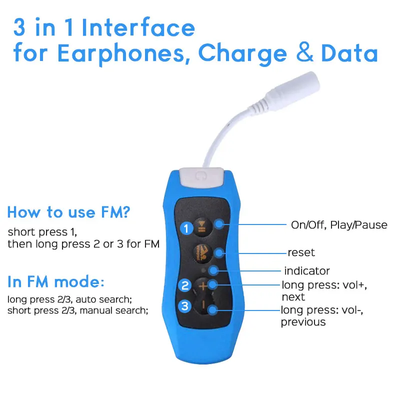 MP3 плеер 4 Гб IPX8 водонепроницаемый плавательный MP3 для летнего дайвинга Спорт на открытом воздухе FM Музыкальный радиоплеер с наушниками