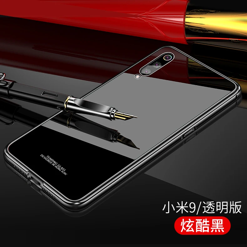 Роскошный металлический каркас бампера для Xiaomi mi 9 9SE закаленное стекло задняя крышка чехол для телефона для Xiao mi 9 mi 9 Прозрачная Тонкая кожа для Xiao mi 9