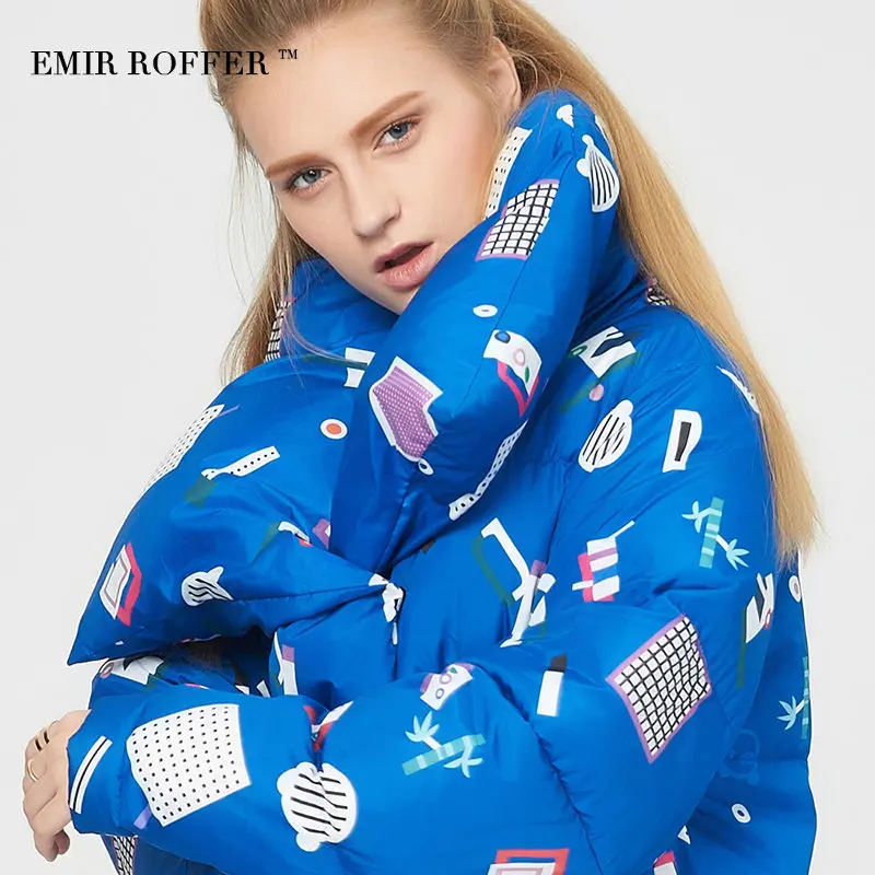 EMIR ROFFER 2018 зимний женский пуховик парка модный цветочный рисунок неправильная