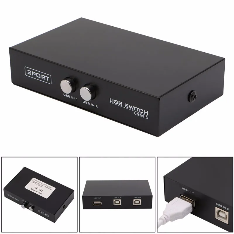 2 Порты USB2.0 обмена переключатель устройства переходник коробка для сканер компьютера принтер