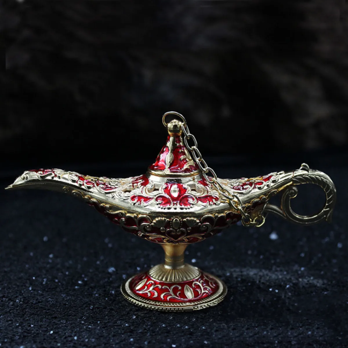Gold and Red Новинка! ажурный резной масляный светильник Аладдина, металлический светильник, винтажный подвесной светильник, украшение дома, модный художественный подарок - Цвет: Gold and Red
