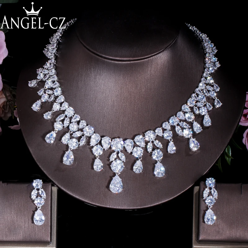 Роскошные серьги подвески с фианитами ANGELCZ нигерийский Свадебный костюм