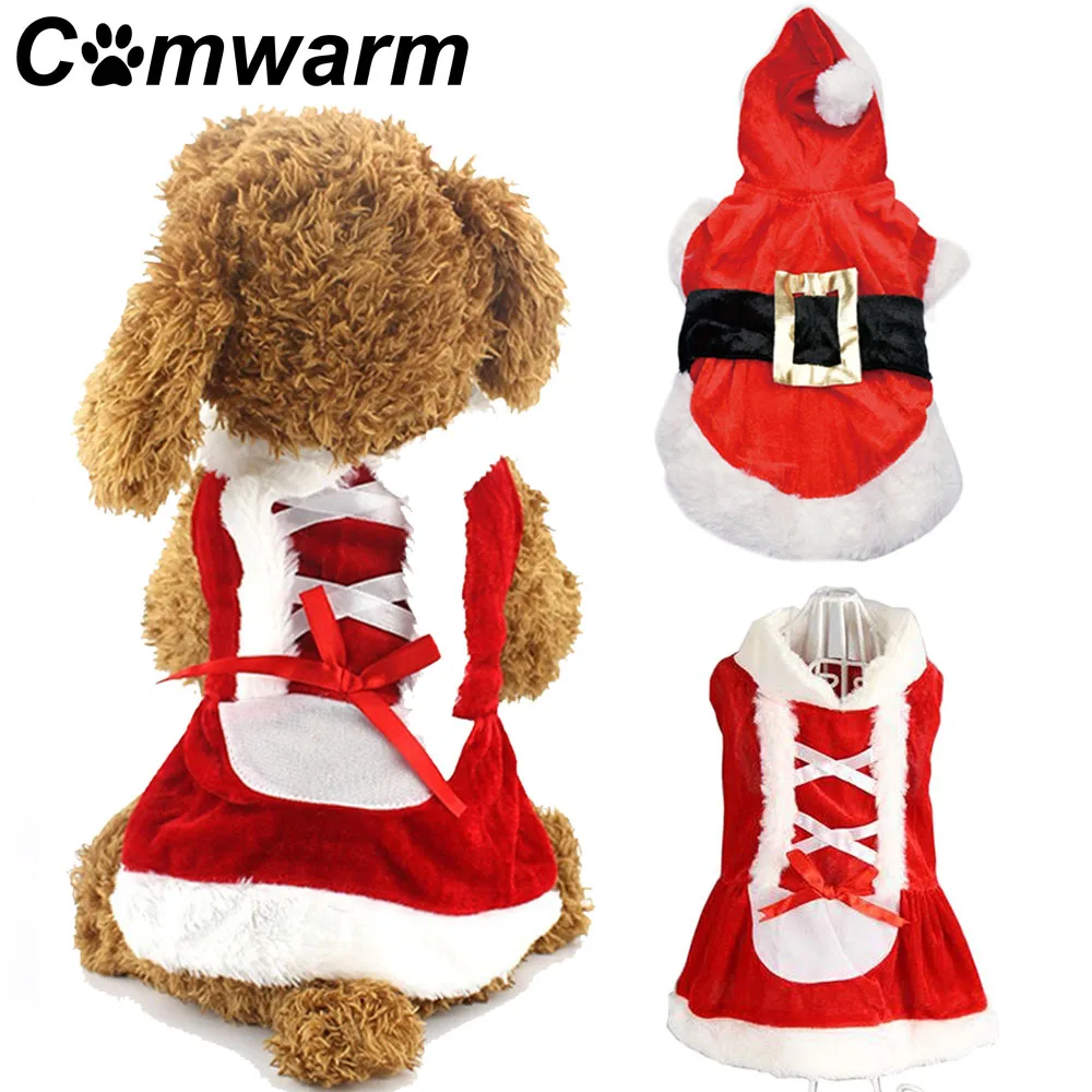 Comwarm зимняя новая одежда для домашних животных Рождественская Одежда собак Санта