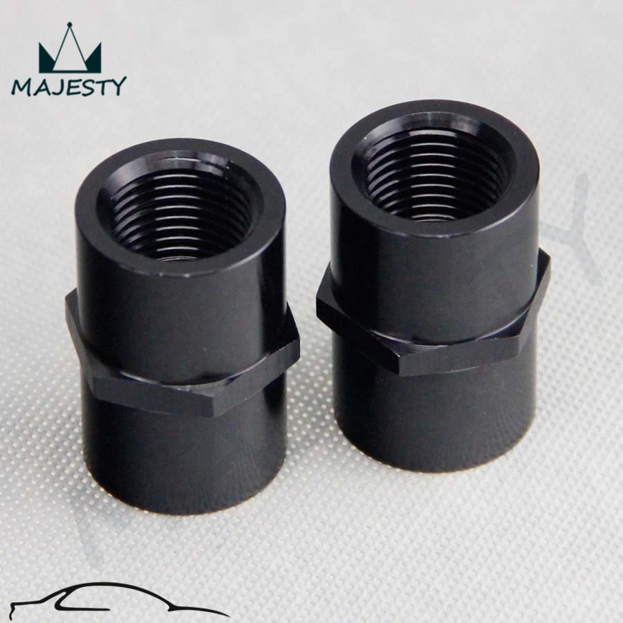 

2PCS ALUMINUM FEMALE 1/2" NPT PIPE PIPING COUPLER ANODIZED FITTING ADAPTER Black