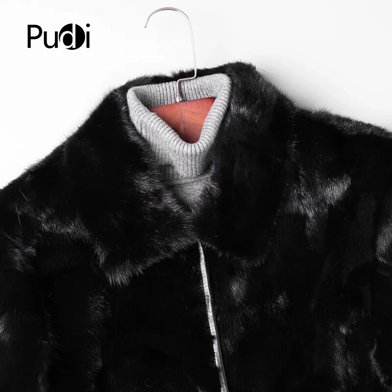 PUDI 2019 зимние Для мужчин новая мода натуральный мех норка меховая жилетка куртка