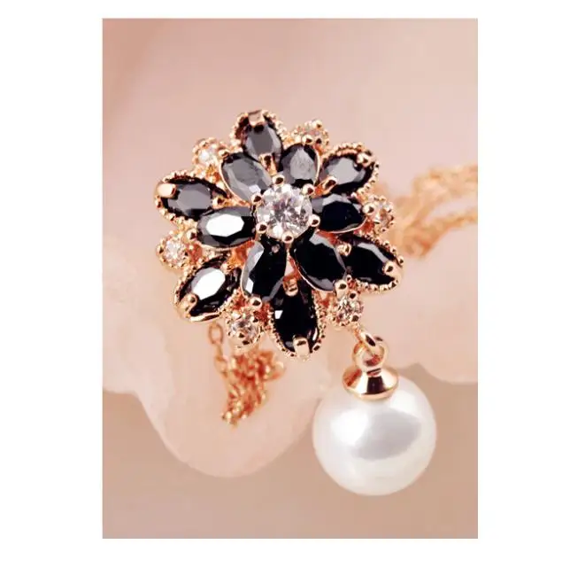 New arrival Romantic Paris famous designer jewelry natural crystal flower design pearl pendant necklace 8089 | Украшения и