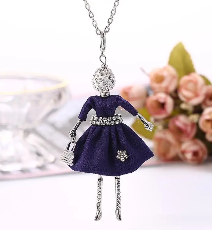 blue necklace HOCOLE длинное Кукольное ожерелье для женщин красное платье дизайн сплав горный хрусталь модные кулоны, ожерелья ювелирные изделия девушки подарки аксессуары - Окраска металла: blue necklace
