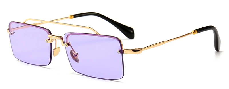 clear purple Kachawoo, крошечные солнцезащитные очки без оправы, мужские летние аксессуары, Женские Подарочные Металлические солнцезащитные очки в ретро стиле, прямоугольные, коричневые, черные - Цвет линз: clear purple