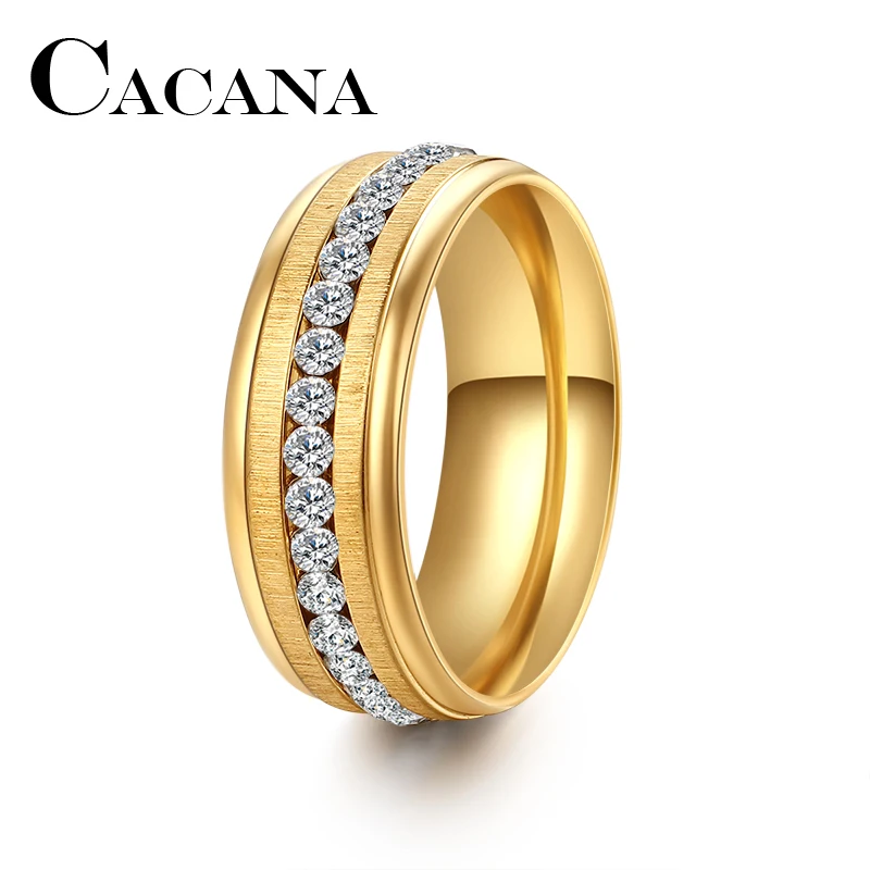 Женское кольцо с кристаллом CACANA модное стальное для помолвки и свадьбы Новое