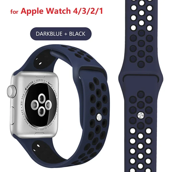 Спортивный ремешок для iWacth 4 44 мм 40 мм силиконовый ремешок для Apple Watch 1 2 3 4 42 мм 38 мм 44 мм 40 мм браслет ремешок+ защита экрана - Цвет: 17
