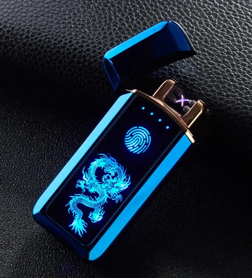 Плазменная Зажигалка Электронная зажигалка Прикуриватель для курения Usb зарядка двойная дуга - Цвет: blue dragon