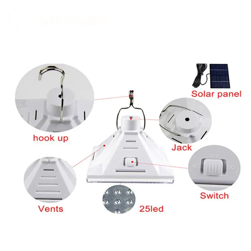 Солнечный Мощность 25 Светодиодные супер яркий Перезаряжаемые светодиодные