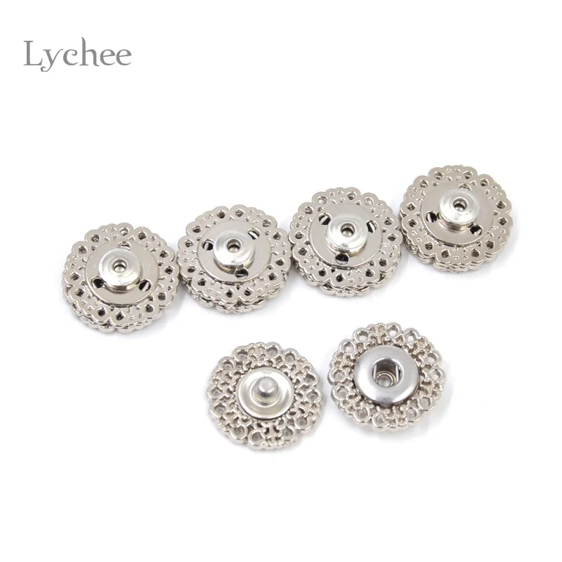 Lychee 5 шт./компл. металлические кнопки цветочный Форма швейная фурнитура стелс куртка застежка-кнопки 18 мм/21 мм - Цвет: Silver 18mm