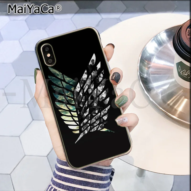 1 MaiYaCa attack on titan Крылья Свободы аниме восхитительный цветной телефон чехол для iPhone 8 7 6 6S Plus X XS max 10 5 5S SE XR - Цвет: 1