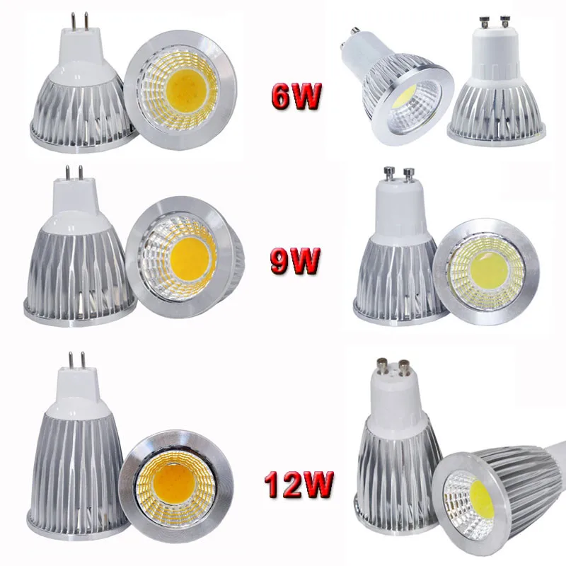 5 шт. супер яркий AC12V A24V AC110V 220 В E27 E14 GU10 MR16 Светодиодный лампочки 6 Вт 9 Вт 12 Вт затемнения теплый/холодный белый COB светодиодный Spotlight