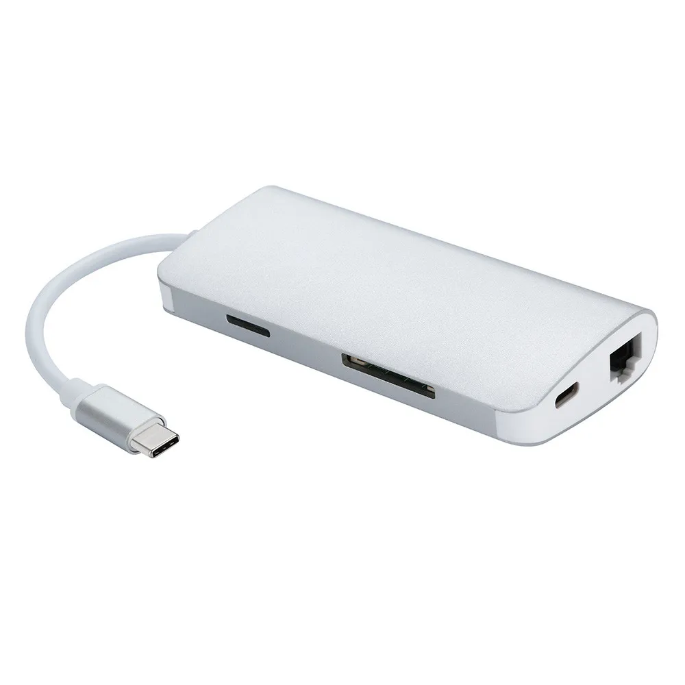 USB C 8 in1 USB-C для Тип-C мульти 3 0 HDMI RJ45 Ethernet/Micro SD TF OTG кардридер Тип usb-C флэш накопитель