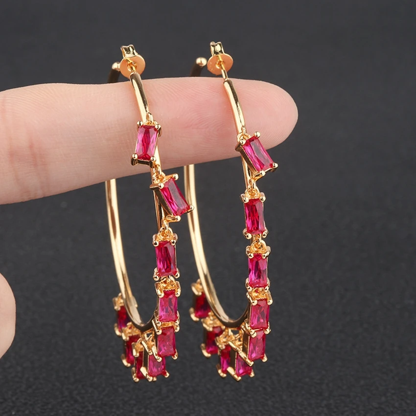 Женские серьги-кольца с фианитом 2 цвета | Украшения и аксессуары