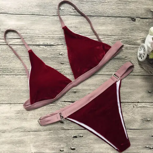 Женский мягкий комплект бикини пуш ап хит продаж 2019 бархатный пляжный купальник