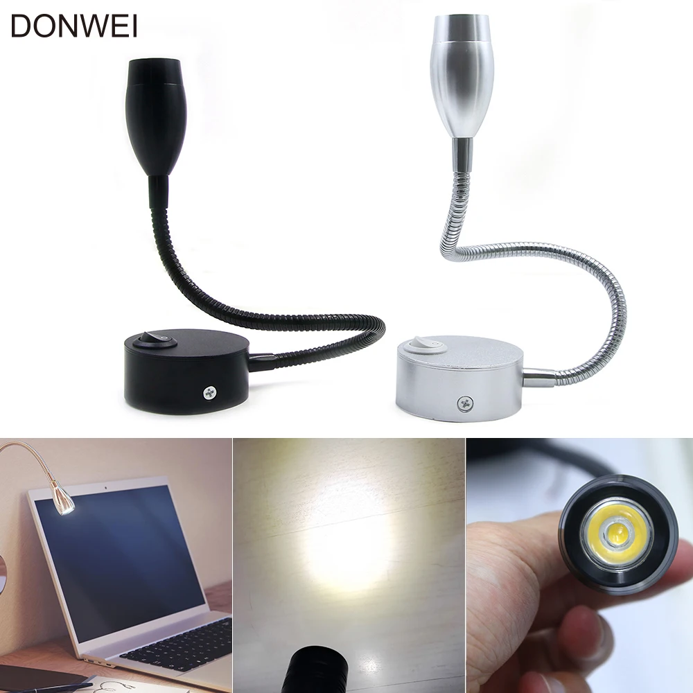 Внутренний настенный гибкий шланг 3 Вт светодиодный прожектор с переключателем