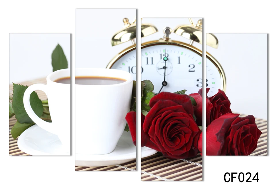 

4 Panels Modern Wall Painting Coffee Kitchen Still Life Home Decorative Art Picture Prints On Canvas HD image CF024