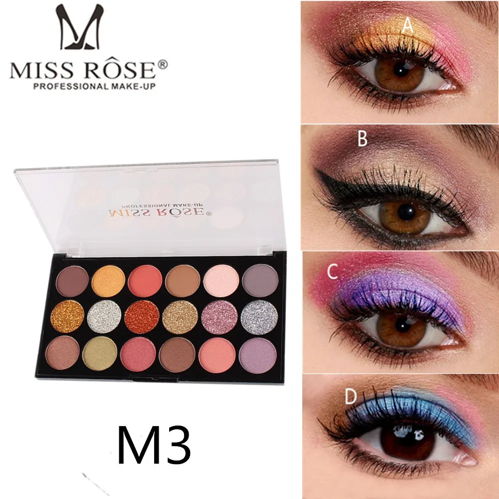 MISS ROSE 18 цветов матовые блестящие тени для макияжа Палитра Пигмент телесного