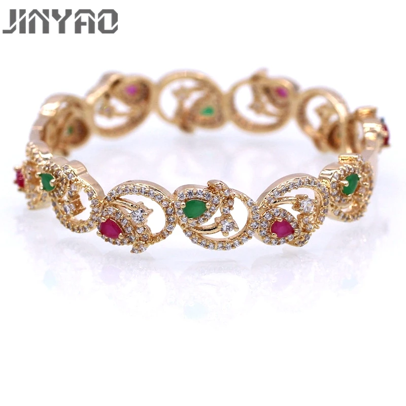 JINYAO великолепный шампанского золотого цвета зеленый и красный AAA кубический