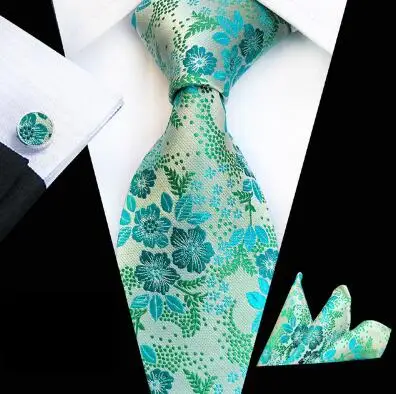 3 Pcs/Set 8cm Men's Formal Ties Set Embroidered Floral Cravat Tie with Cufflink Pocket Square |