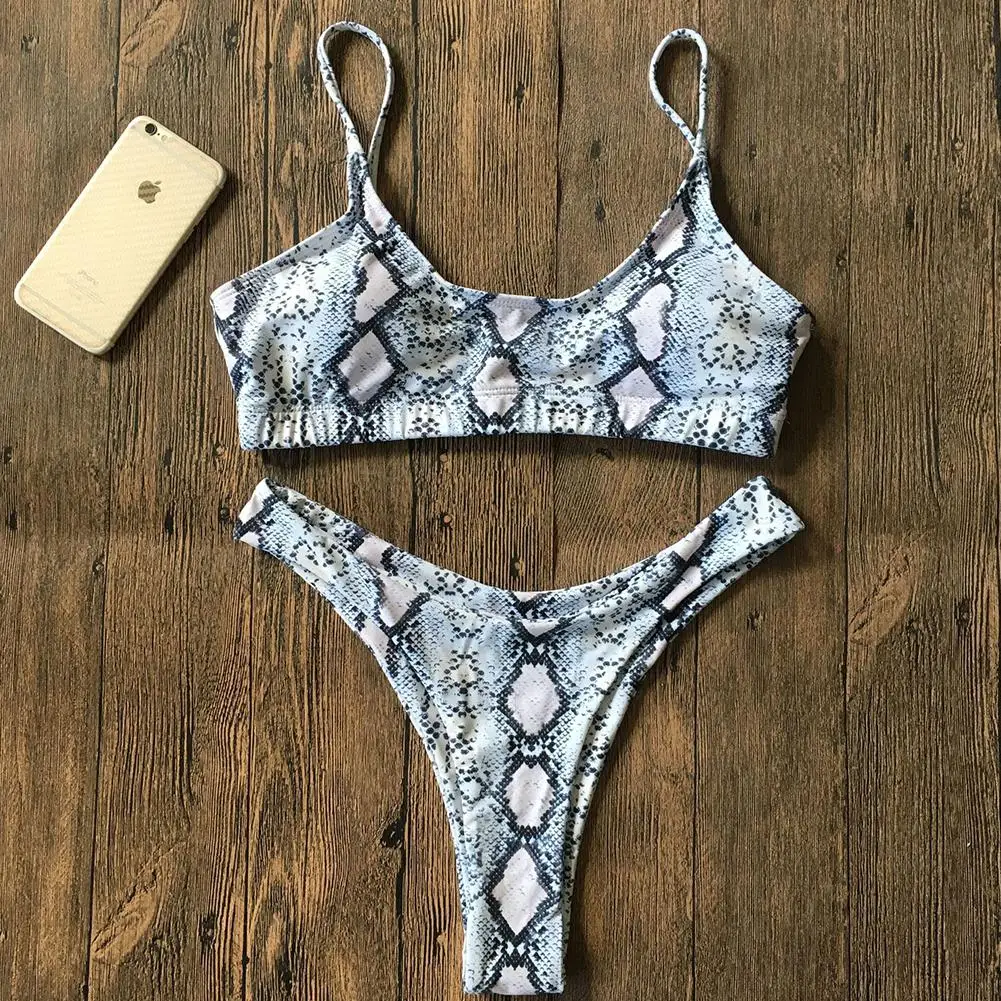 

exy Snake Print Bikini 2020 Female Swimsuit Women Swimwear Thong Push Up Bikinis Set High Waist Swimming Suits for Bathing Suit