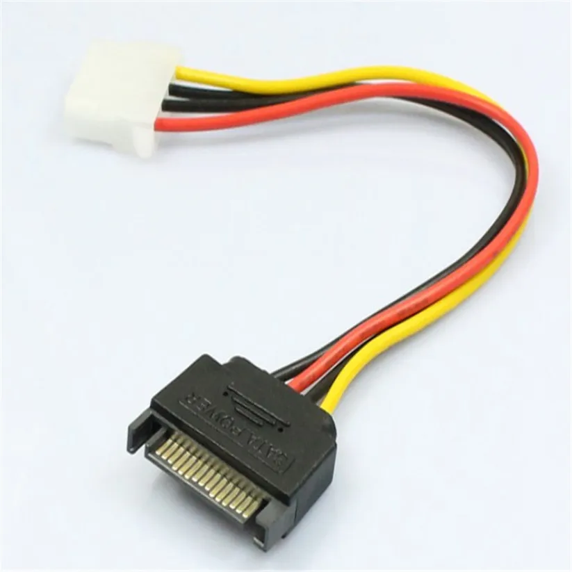 Оптовая продажа 15 Pin SATA штекер до 4 Molex Женский IDE HDD мощность кабель жесткого диска