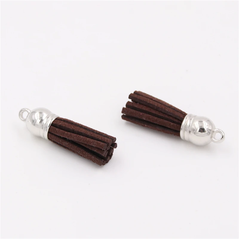 dark brown 50 шт. 38 мм кожаная кисточка для брелка для мобильного телефона, ремни, ювелирные изделия, волокно, бахрома, замша, кисточка, сделай сам, подвеска, летние ювелирные изделия, фурнитура - Цвет: dark brown
