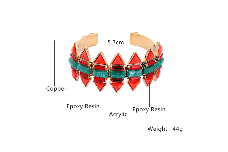 Уникальный Дизайн Треугольники Siam Камень регулируемые манжеты Браслеты для