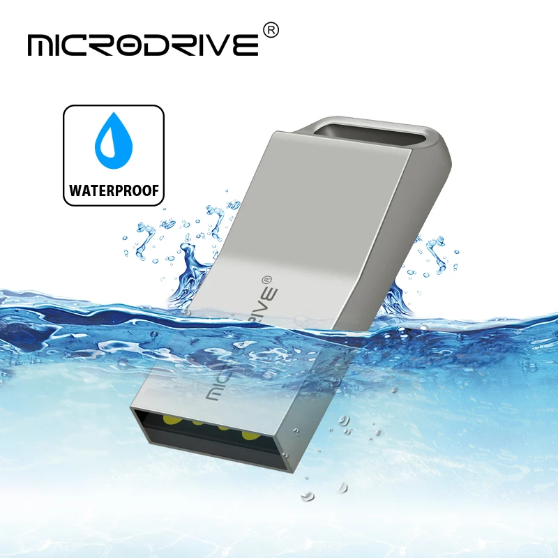 Microdrive металлический USB флеш-накопитель водонепроницаемый флеш-накопитель 64 ГБ 32 ГБ 16 ГБ 8 ГБ 4 ГБ реальная емкость USB флешка с кольцом для ключей