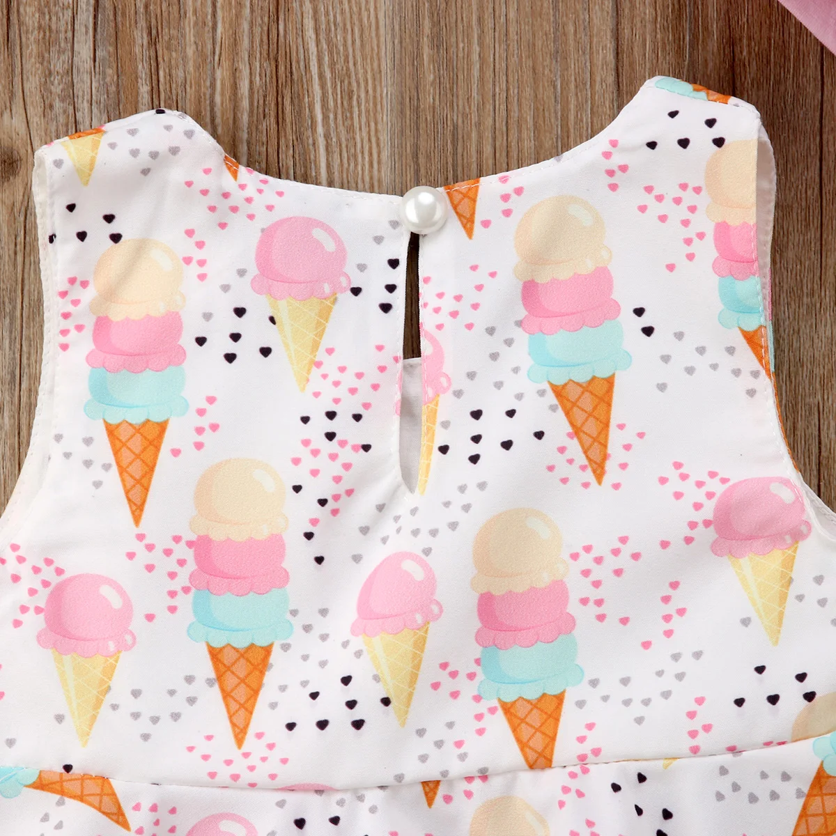 Хлопковый комплект для маленьких девочек с изображением мороженого майка + шорты