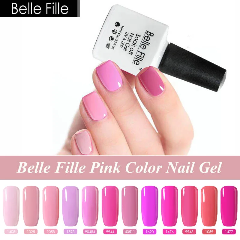 Belle Fille новейшая розовая серия Цвет УФ гель лак для ногтей растворяемый 10 мл Гель