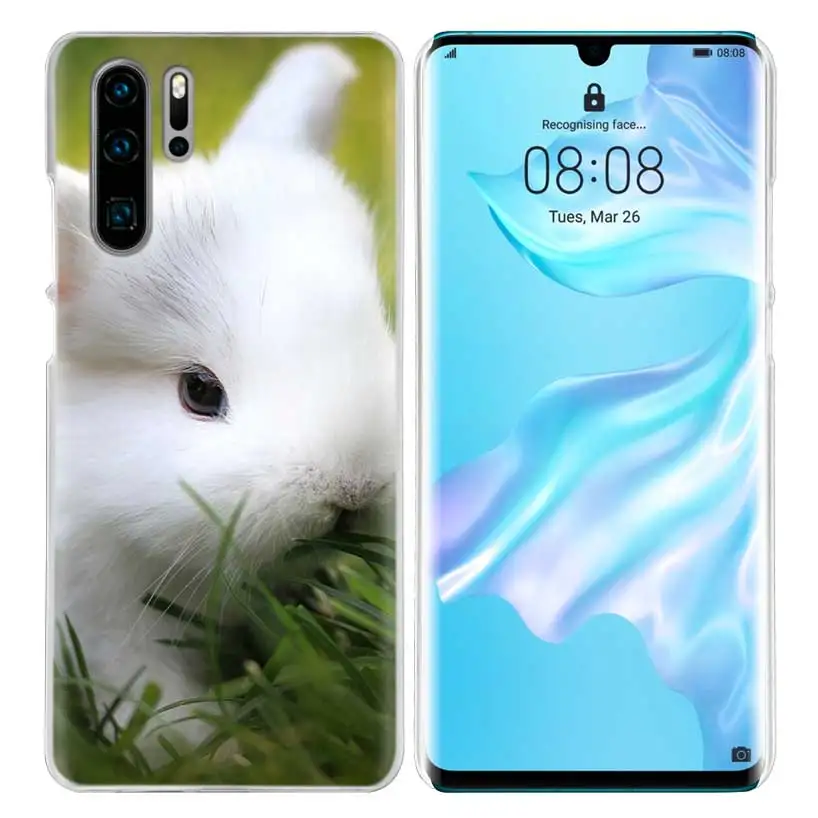 Милый белый чехол с кроликами для huawei P20 P30 P Smart Nova 4 3i P10 P9 P8 mate 10 20 lite Pro Mini жесткий чехол для телефона