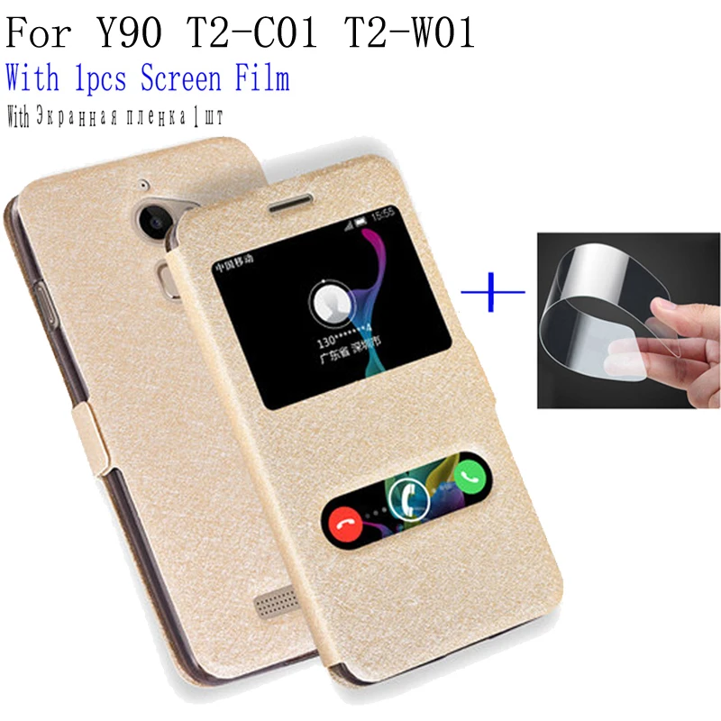 Кожаный чехол-книжка с окошком для смартфона Coolpad Y90 Y 90 | Мобильные телефоны и