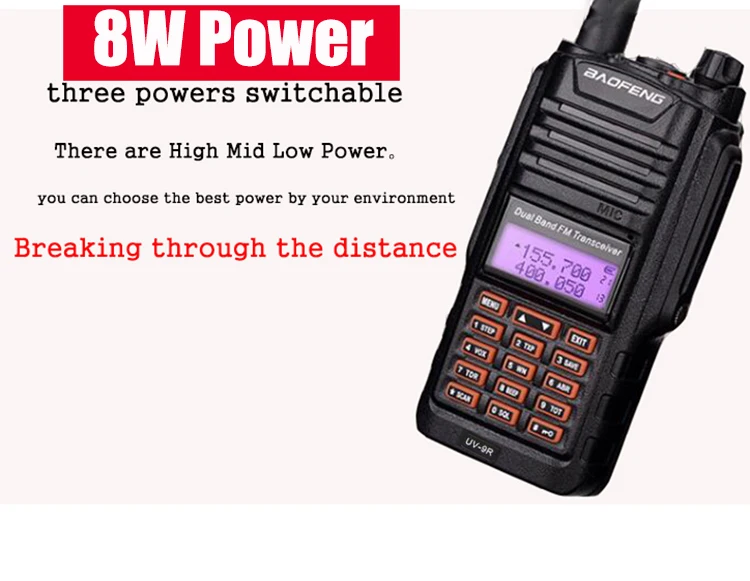 2 шт. обновление Baofeng UV-9R с IP67 Водонепроницаемый рация 8 Вт UHF VHF Двухдиапазонная двухсторонняя радиостанция 128CH пара BAO FENG 9R